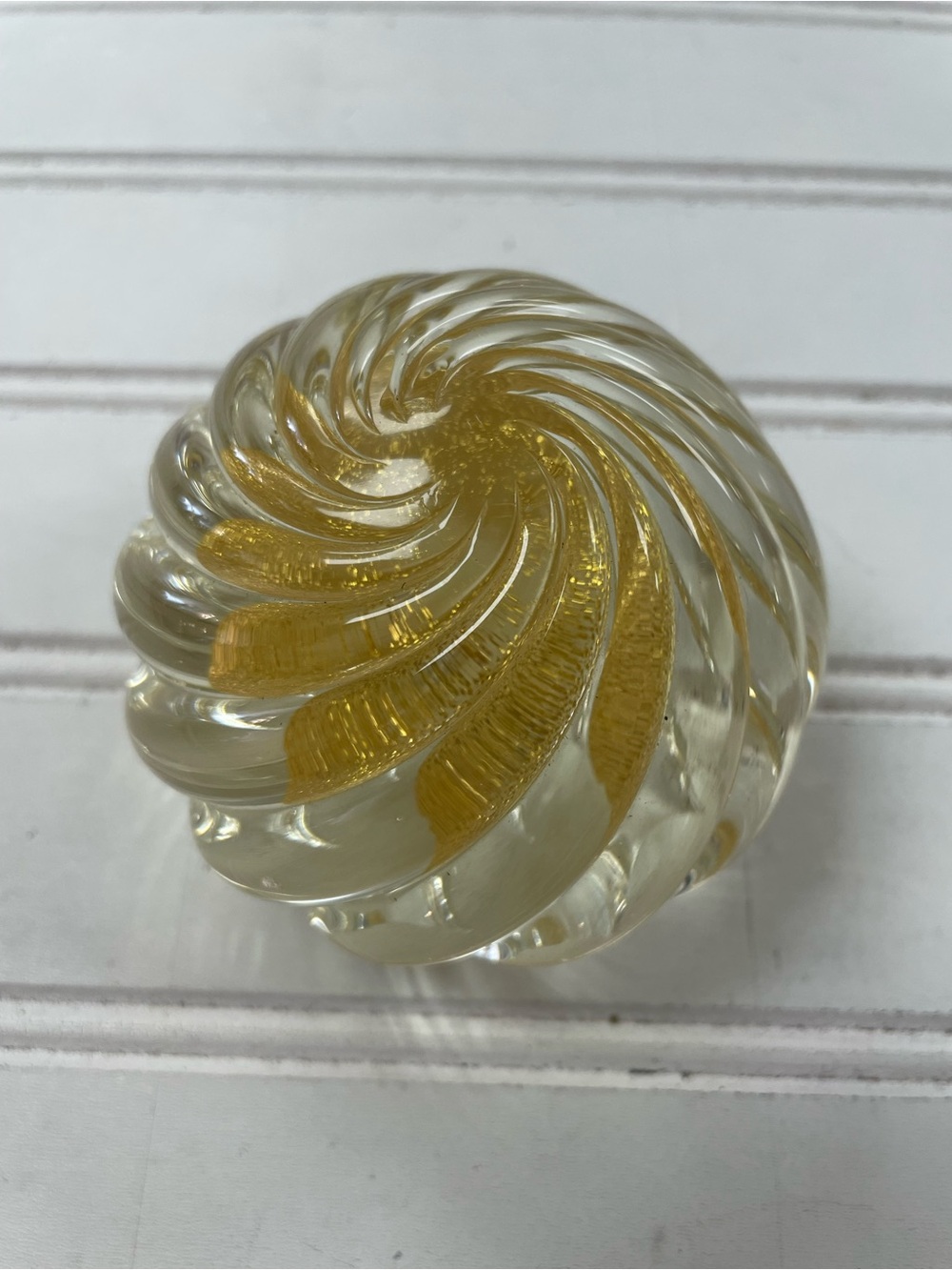 Murano Hand-Blown Art Glass Gold Aventurine Paperweight